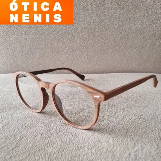 Armação para óculos redonda masculina ou feminina cor madeira masculino unissex feminino nylon hm502