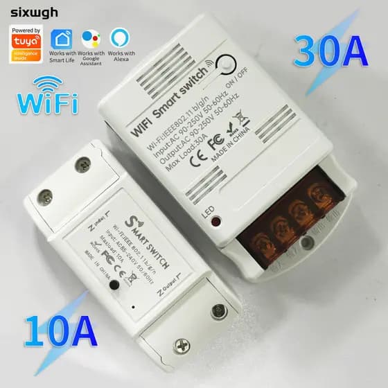 10A 30A Tuya Wifi Interruptor Inteligente Da Bomba De Água Suporte Smart Life App Funciona Com Alexa Google home Control