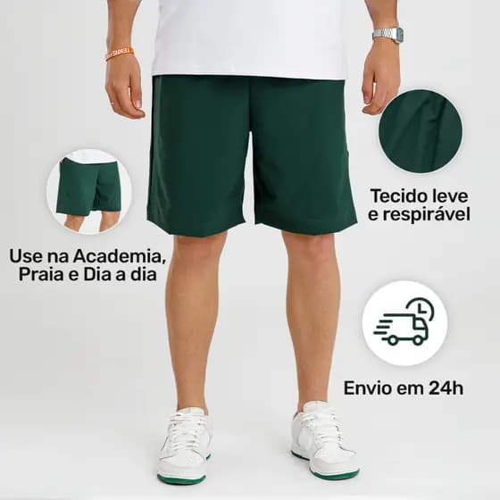 Bermuda Tactel com Elastano Masculina Premium, Bolsos Laterais para Celular -Short Academia Masculino e Esportiva