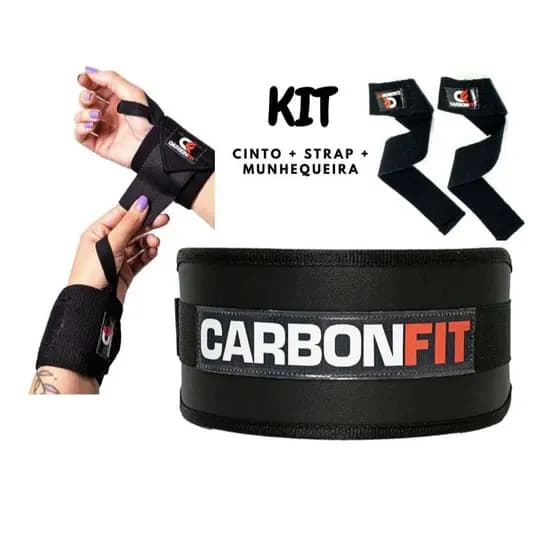 Cinto Academia Cinturão Musculação Munhequeira Crossfit Munhequeira Musculação + Strap Musculação