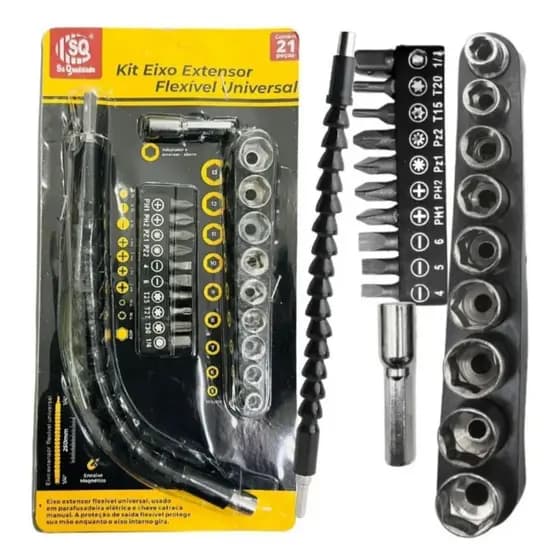 Kit Para Furadeira E Parafusadeira 21 Peças Chaves Universal Cor Kit-sq-4257