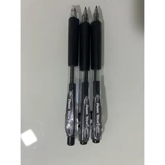 caneta preta pentel retrátil kit 3