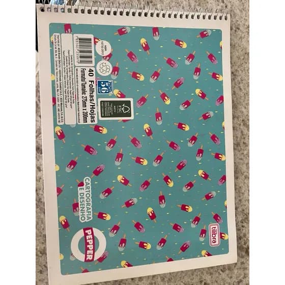 CADERNO DE DESENHO ESPIRAL 40 FOLHAS GRANDE