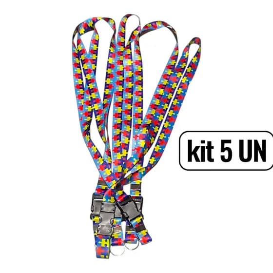 Kit 5 Cordão de Identificação Autista Autismo Quebra-cabeça Engate Rápido