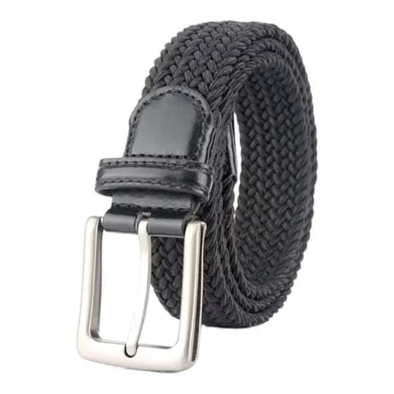Cinto Masculino De Elástico Preto Modelo Flex Cor Preto Desenho Do Tecido Liso