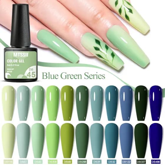 MTSSII 6ml De Esmalte UV Gel De Polimento De Unhas Série Azul Verde Embebido Em Manicure