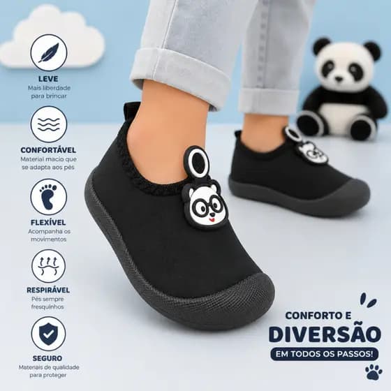 Tênis Infantil Calce Fácil Liso Bebê Antiderrapante Confortável Casual Macio Leve Dia Dia Pandoka