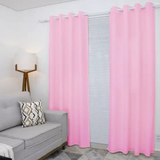 Cortina Lana Rosa-bebê Oxford 300x250 Para Sala/Quarto