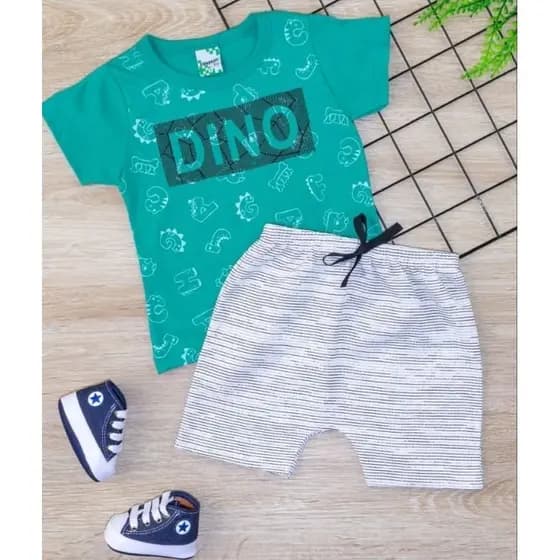 CONJUNTO MENINO VERAO CONTENDO 2 PEÇAS CAMISETA E SHORTS MOLETINHO