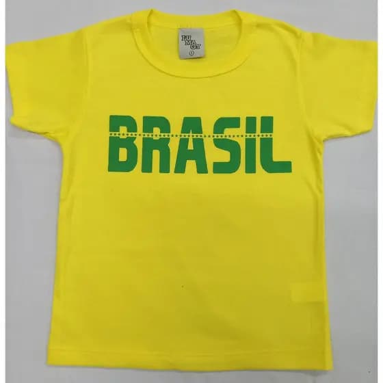 CAMISA MANGA CURTA BRASIL UNISSEX 100% ALGODÃO TAMANHO 1-2-3-4-6-8
