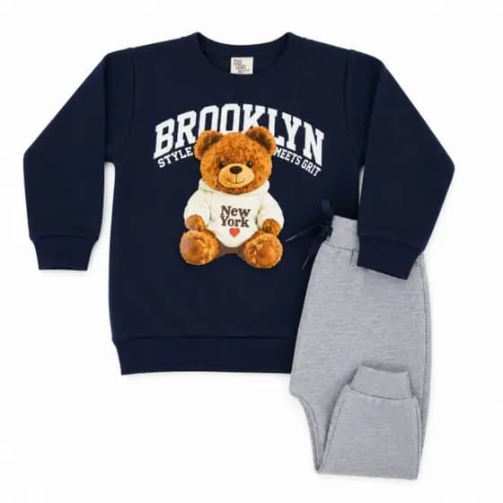 CONJUNTO DE INVERNO EM MOLETINHO SEM FELPA MENINO E MENINA