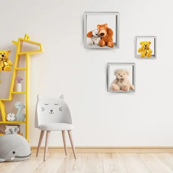 Kit de Nichos Quadrado Decorativo Quarto Sala Escritorio 100% MDF Branco