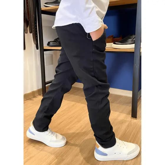 Calça Masculino Sarja Tradicional com Lycra Esporte Fino Tamanho 1 2 4 6 8 10 12 14 16 anos Menino
