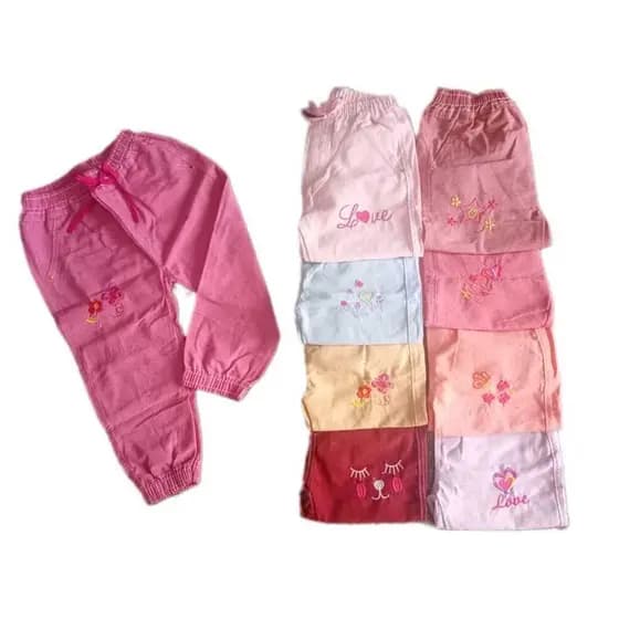 Kit3 Calças Jogger Feminina Infantil Linho