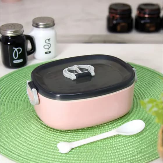 Pote Marmita Plástica Com Tampa Divisória Vasilha 600ml