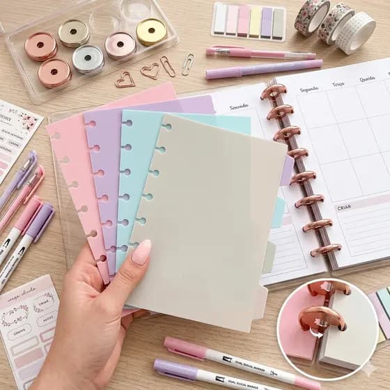 Kit 4/8/12 Divisória Pastel A5/B5 para Fichário Caderno Argolado Universitário Escolar