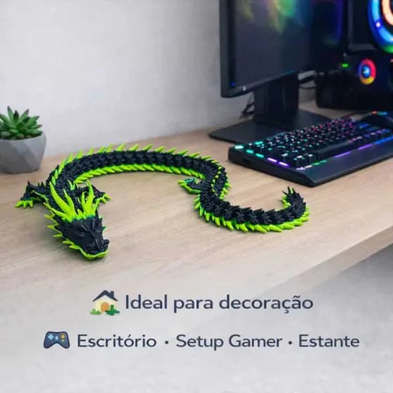 Dragão Articulado Flexível 36 cm relaxante decorativo descompressão autismo Brinquedo Antiestresse