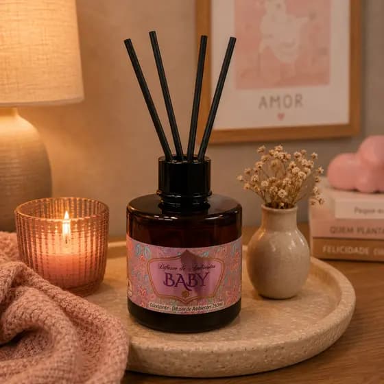 Difusor de Ambientes com Varetas 250ml Baby – Aromatização para Sala, Quarto e Lavabo