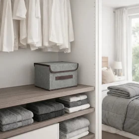 Caixa de Tecido Organizadora Dobrável Cinza 26x20x16cm – Organização para Closet, Quarto e Escritório