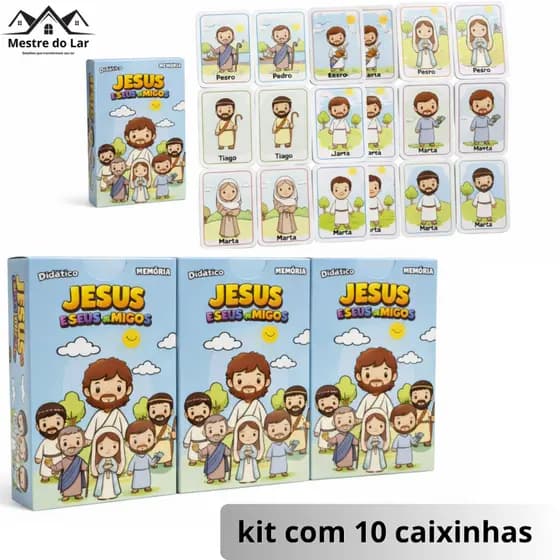 Kit 10 Jogo da Memória Infantil JESUS E SEUS AMIGOS - Lembrancinha Festa Aniversário - Educativo