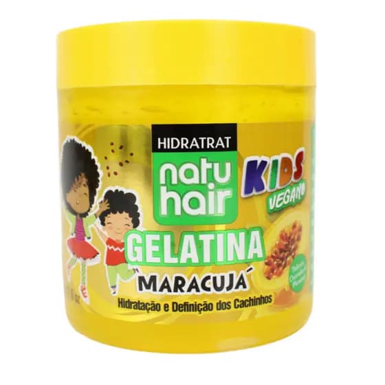 Gelatina Kids Maracujá Vegano Natuhair Super Modeladora Antifrizz Definição Cachos Ondulados Vegano