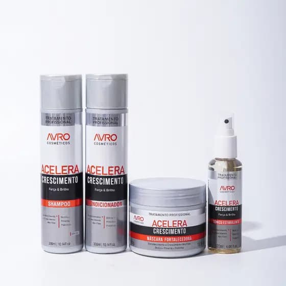 Kit Acelera Crescimento Avro Shampoo 300ml+Condicionador 300ml+Máscara 300g+Spray Tônico 120ml