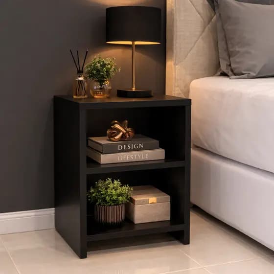 Mesa de Cabeceira com Nicho Organizador para Quarto – Moderna e Compacta 60