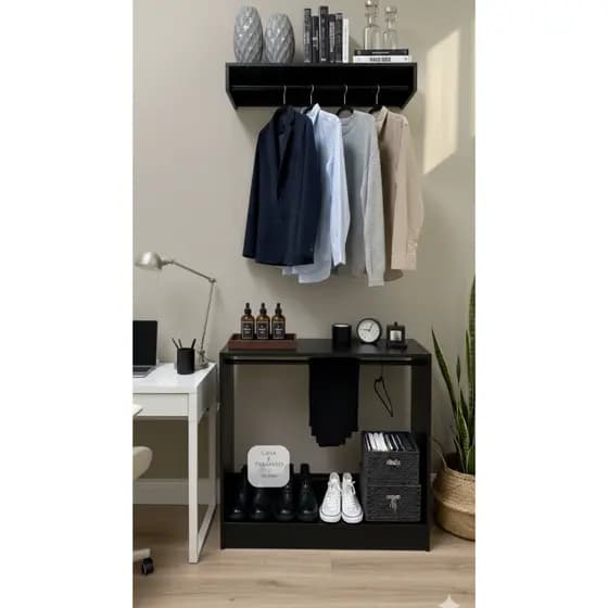 Cabideiro Com Balcão Arara Expositor Loja Quarto De Roupas--96