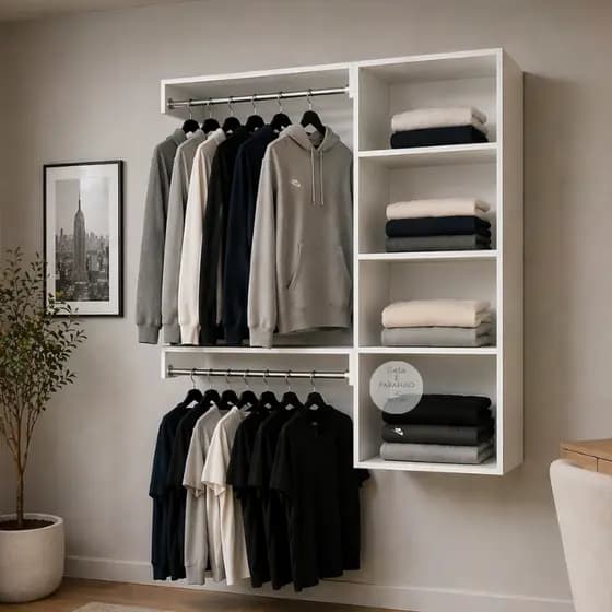 Closet Aberto Arara Suspenso De Parede Cabideiro - Closet 67