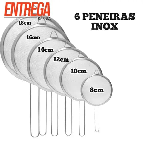Kit Com 6 Peneiras Coador Inox Utensílios Cozinha