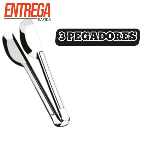 Kit 3 Pegadores Aço Inox De Massa Salada Carne Profissional