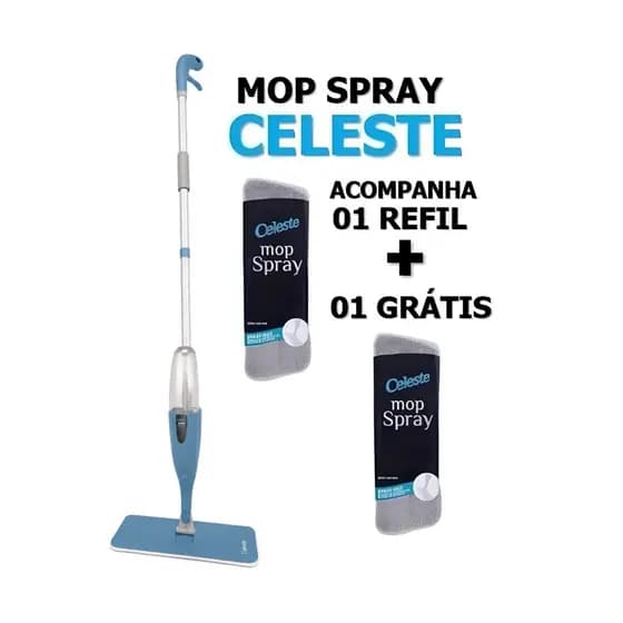 Mop Spray Microfibra CELESTE com Reservatorio + REFIL EXTRA ORIGINAL CELESTE