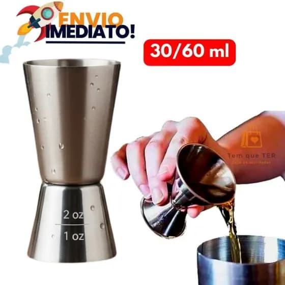 Dosador Duplo Para Bebidas e Drinks Aço Inox 30ml E 60ml para Bar e Restaurante e para Barman e bartender