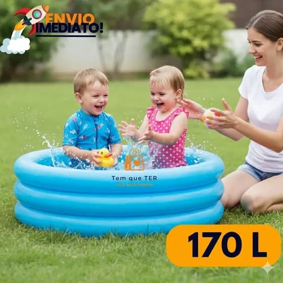 Piscina Inflável Infantil 170 Litros Resistente Para Bebê e Crianças Verão Banho Azul