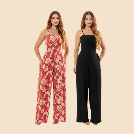 Macacão Pantalona Feminino Alça Ajustável
