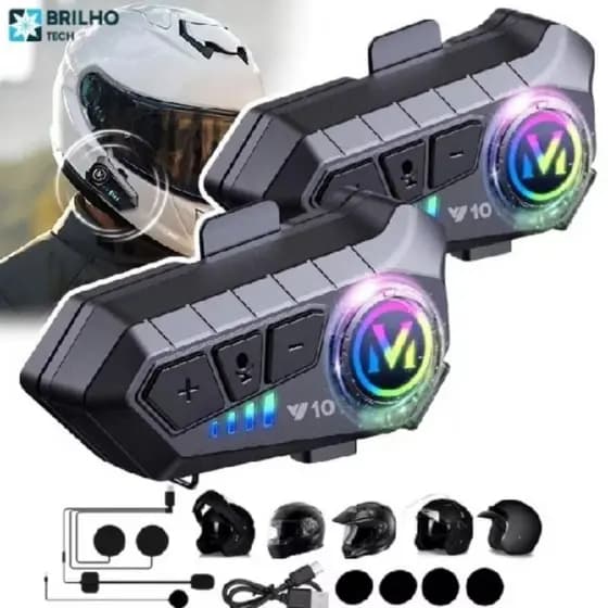 Fone de Ouvido de Capacete Moto Bluetooth Controle De Voz Intercomunicador