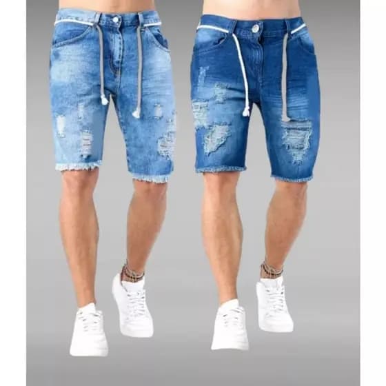 Kit 2 Bermudas Jeans Ragsada Masculino Slim Premium Promoção