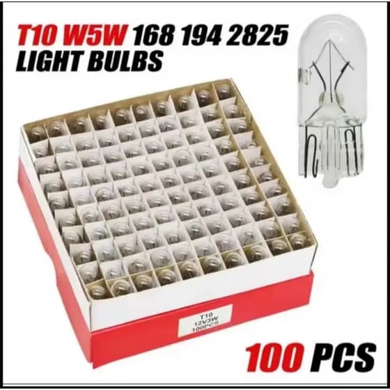100 Lâmpadas T10 Luz de Placa Freio Painel Lanterna Porta Luvas Etc... W5W Halógena 12V 5W 3200K