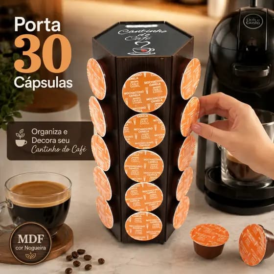 Porta Capsula Cafe Dolce Gusto 3 Corações Nespresso Mdf Decorado Torre Sextavada Cantinho do Café
