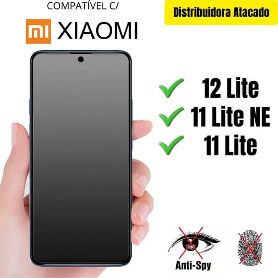 Película Cerâmica Privacidade Fosca 3D P/ Xiaomi Mi 12 Lite / 11 Lite Matte AntiSpy - Envio Imediato
