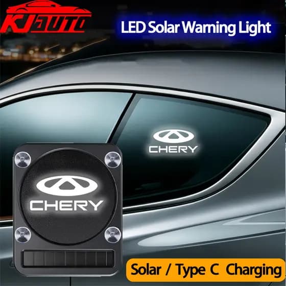Luz De Advertência De Carro LED Solar Chery | Sensor Inteligente Recarregável Tipo C , Lâmpada De Decoração De Segurança