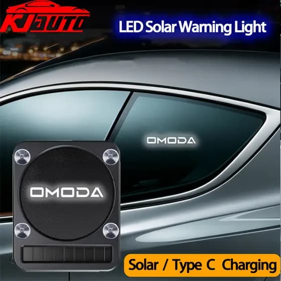 Luz De Advertência LED Solar Para Carro Omoda | Tipo-C Recarregável Sensor Inteligente Auto Segurança Decoração Lâmpada
