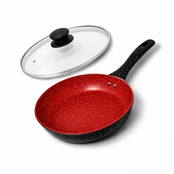 Frigideira 18 Cerâmica Antiaderente Com Tampa De Vidro Fogão Cooktop Indução