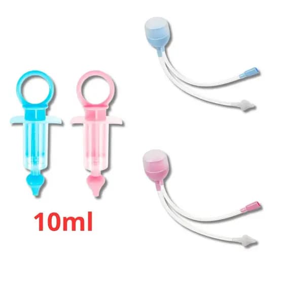 Aspirador e Seringa Lavagem Nasal para Bebês e Crianças - Bicos em silicone Seringa 10ml