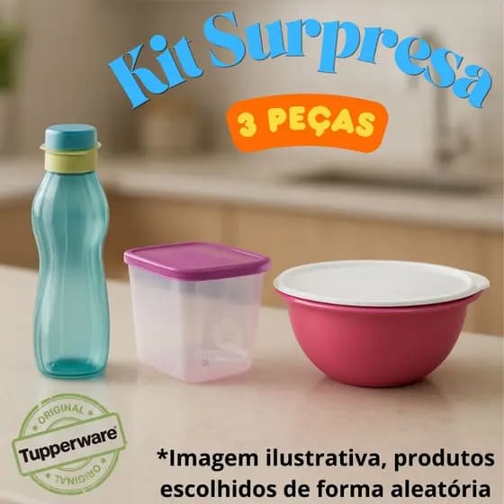 Kit Caixa Surpresa Tupperware Original 3 ou 6 Produtos - Kit Pote Vasilha Lata PDA
