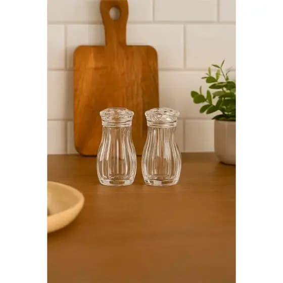 Kit Saleiro E Pimenteiro De Vidro 2 Peças Transparente Elegante