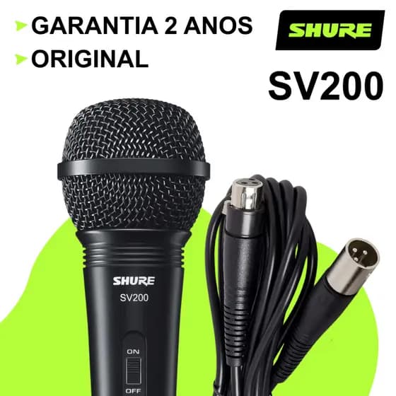 Microfone Profissional Com Fio Dinâmico Microfone Shure Original Microfone Shure Sv200 Com Cabo