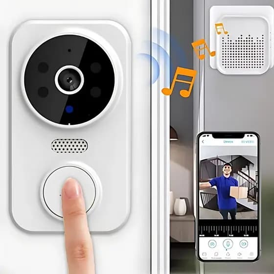 Campainha Com Câmera Vídeo Porteiro Sem Fio Wi-Fi HD Inteligente Smart Home Acompanhamento Pelo Celular Recarregável