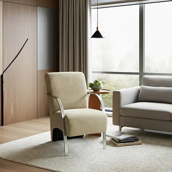 Poltrona Decorativa Luxo Consultório Recepção Sala Quarto Braço Alumínio