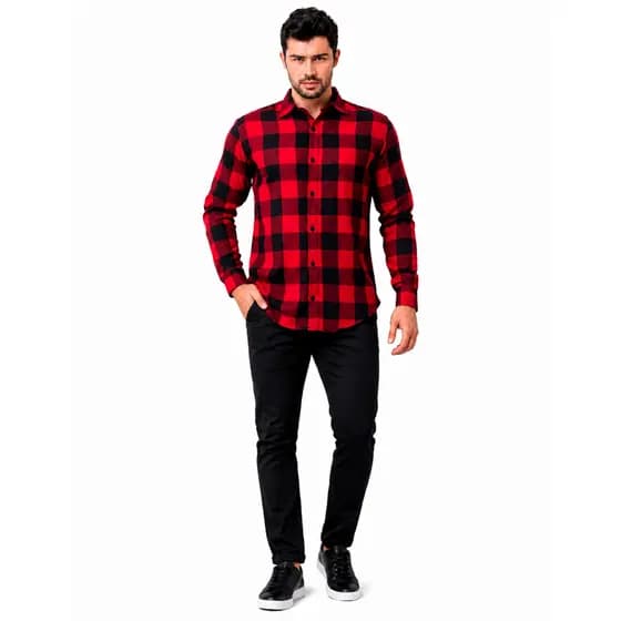 Camisa Xadrez Masculina Manga Longa Slim Fit Casual Premium Festa Estilo Conforto